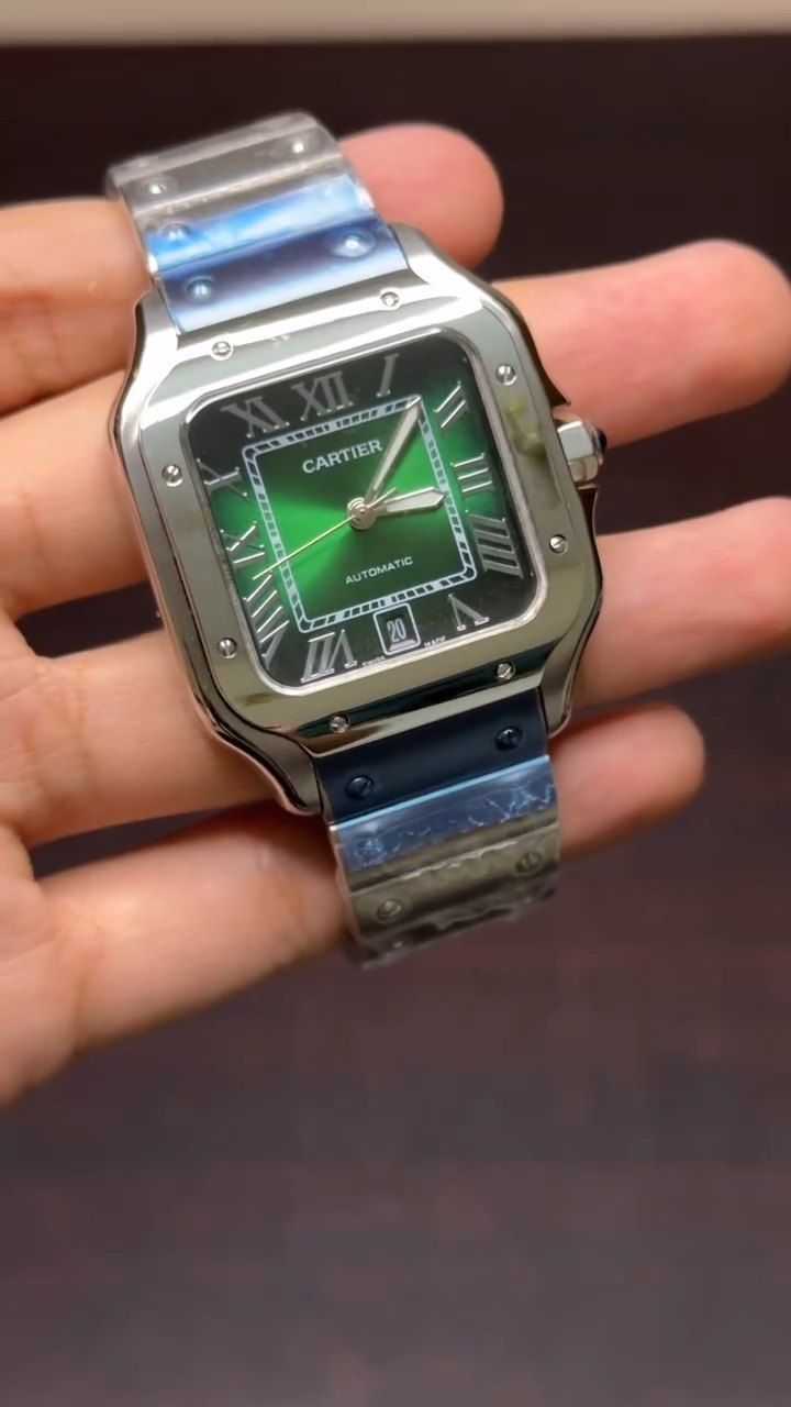 Cartier Santos Mastercopy - Silver Chain Green Dial