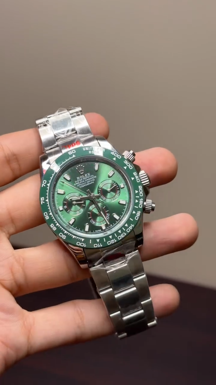 RLX Cosmograph Daytona Mastercopy – Green & Silver Chronograph