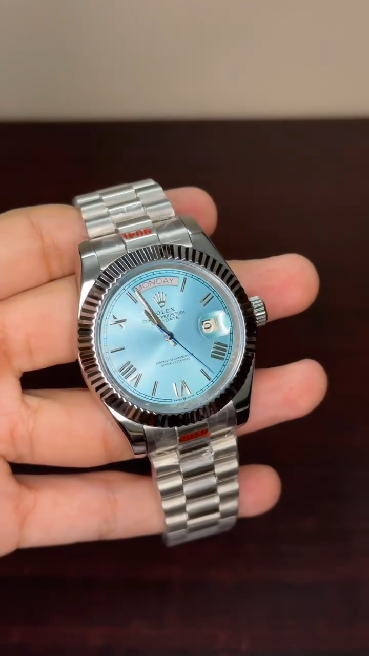 RLX Day-Date Mastercopy - Tiffany Dial Silver Chain