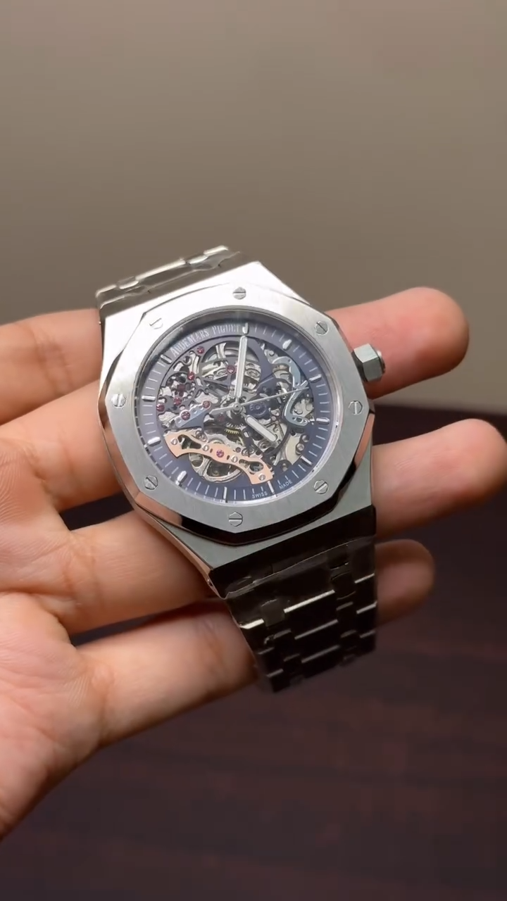 Audemars Piguet Skeleton Mastercopy - Silver Chain Blue Dial