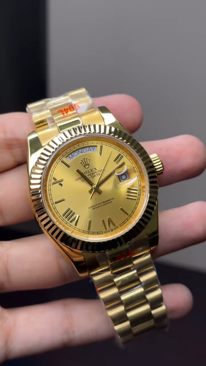 RLX Day-Date Mastercopy - Golden Dial Golden Chain