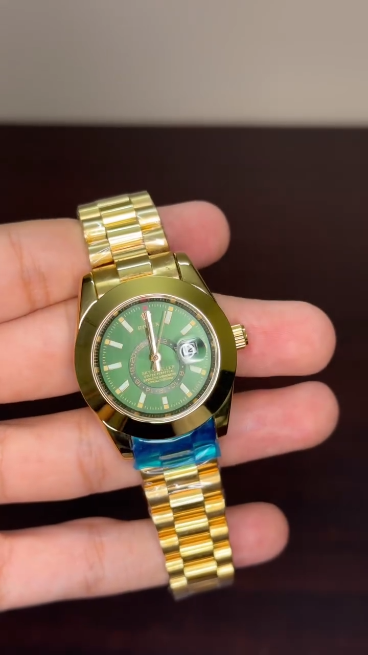 RLX Sky Dweller First Copy - Golden Chain Green Dial