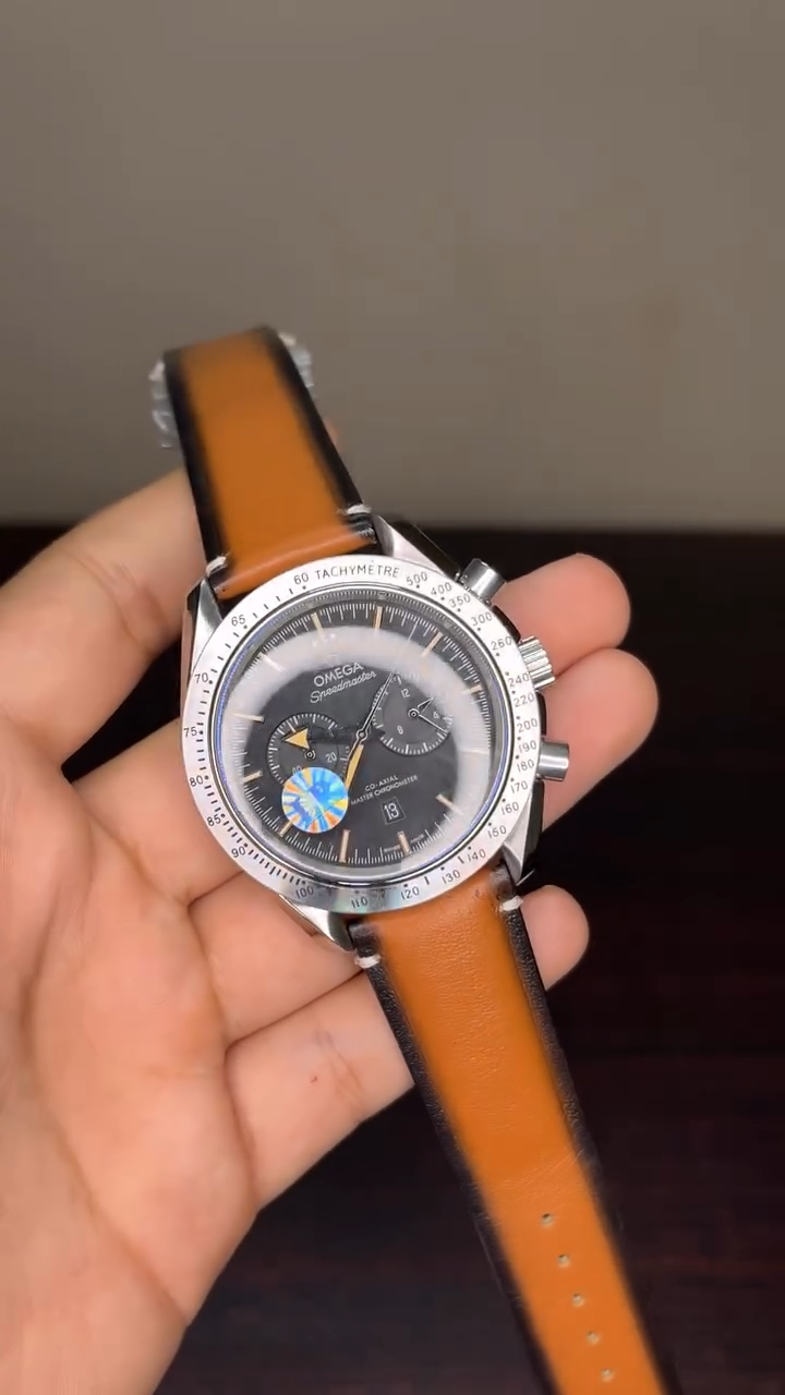 Omega Speedmaster Mastercopy - Brown Strap Black Dial