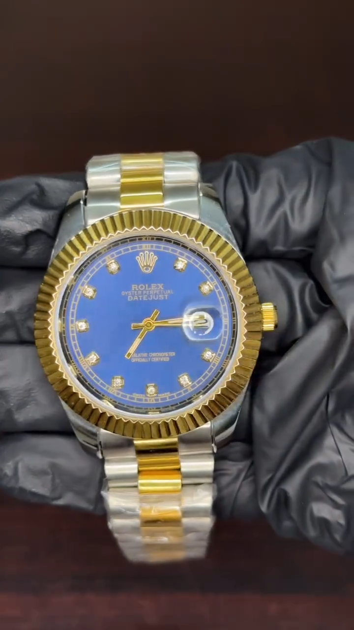 RLX Datejust First Copy | Blue dial - Two Tone Chain