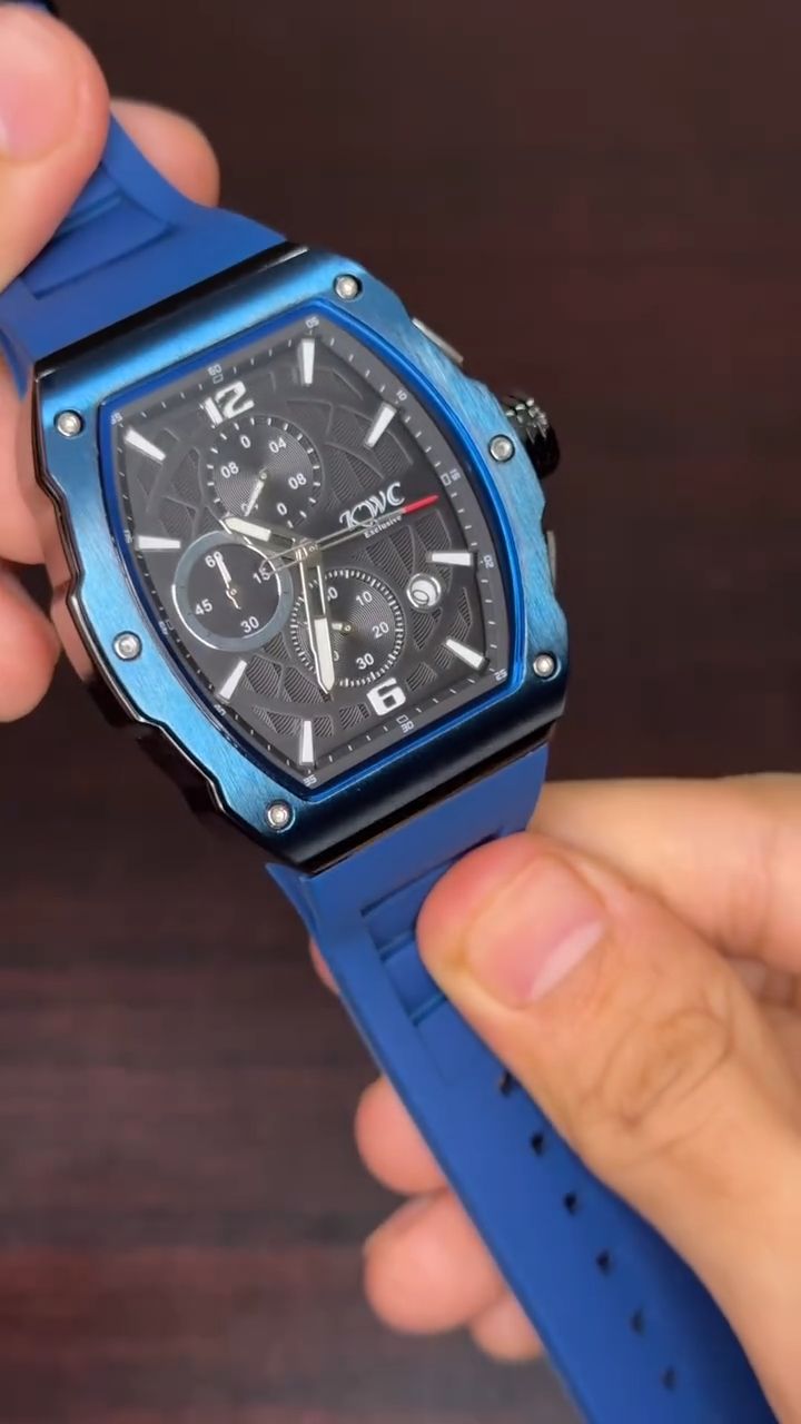 KWC Chronograph Sport Watch - Black Dial Blue Strap