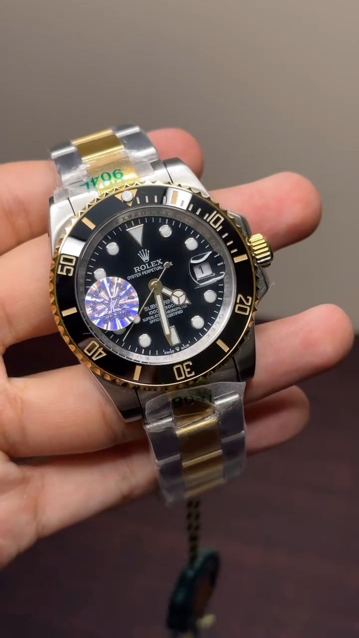 RLX Submariner Mastercopy (Silver & Golden Chain With Black Dial)