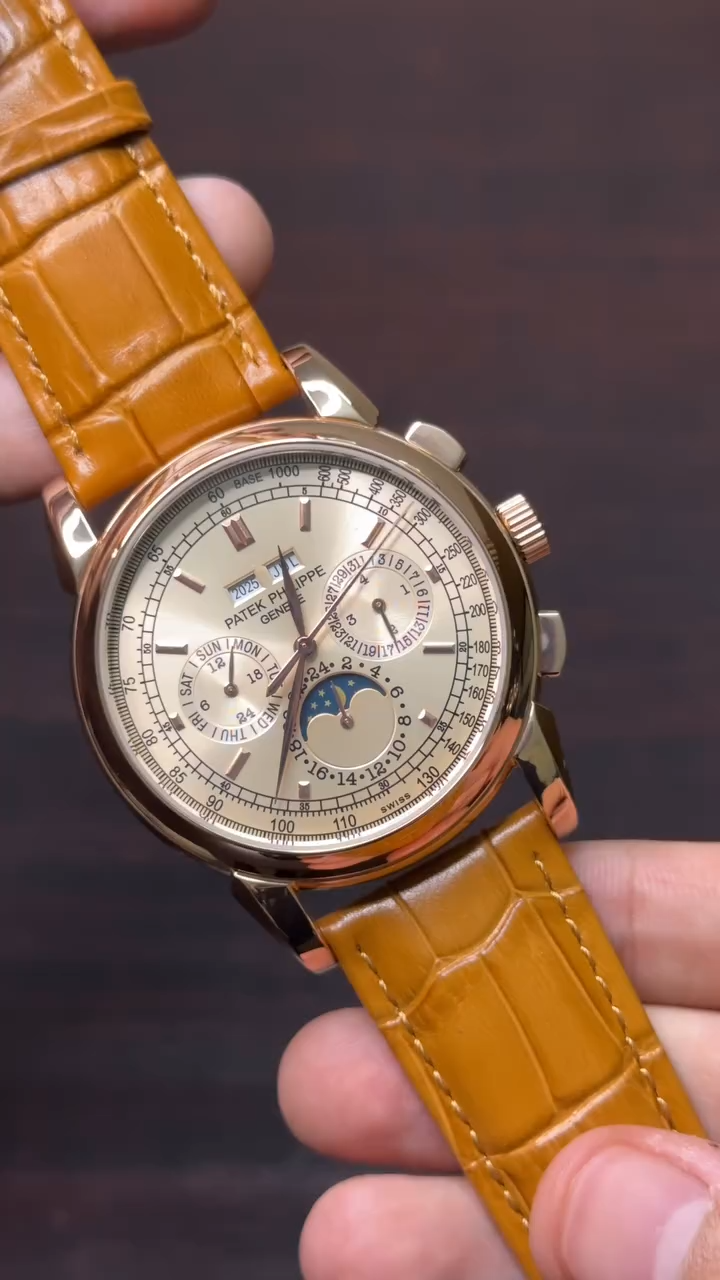 Patek Philippe Grand Complications Mastercopy ( Champagne Dial, Tan Leather Strap )