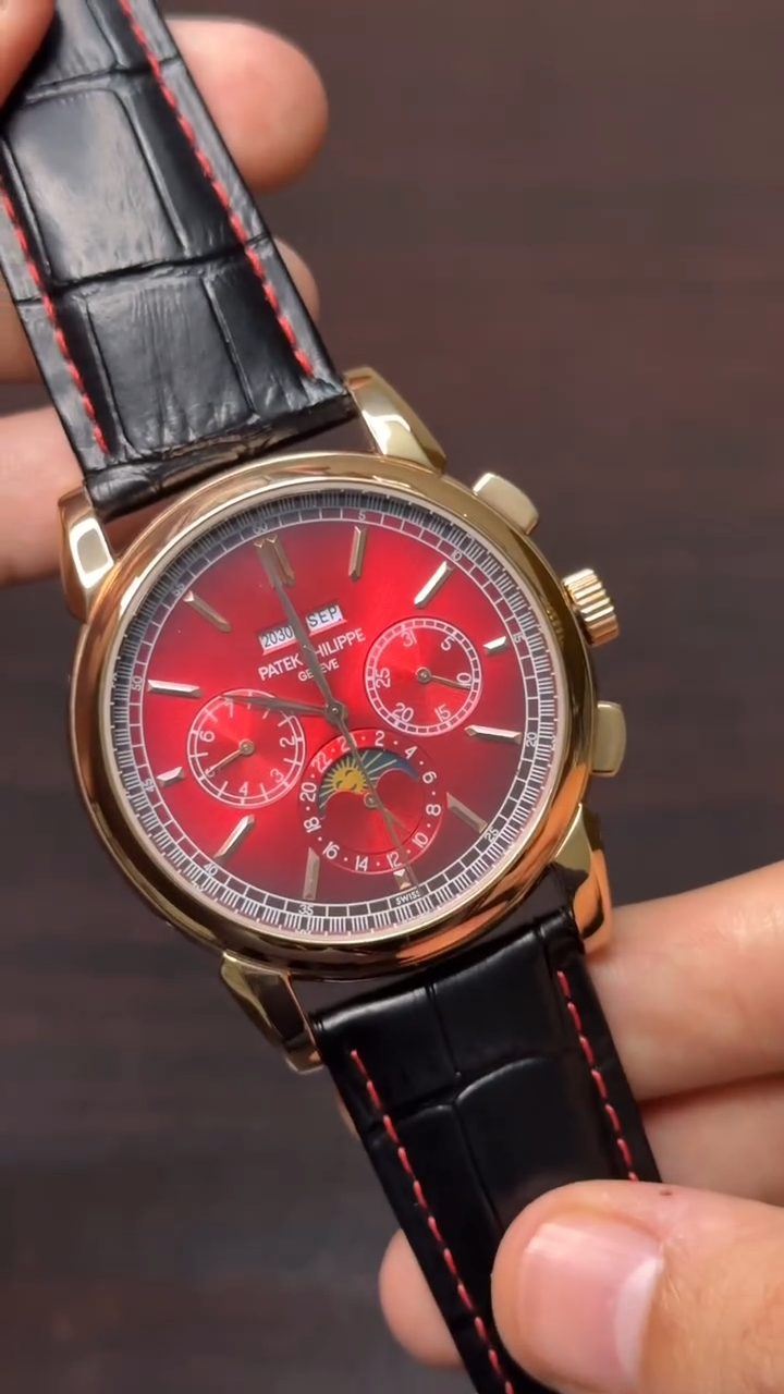 Patek Philippe Grand Complications Mastercopy ( Red Dial, Black Leather Strap )