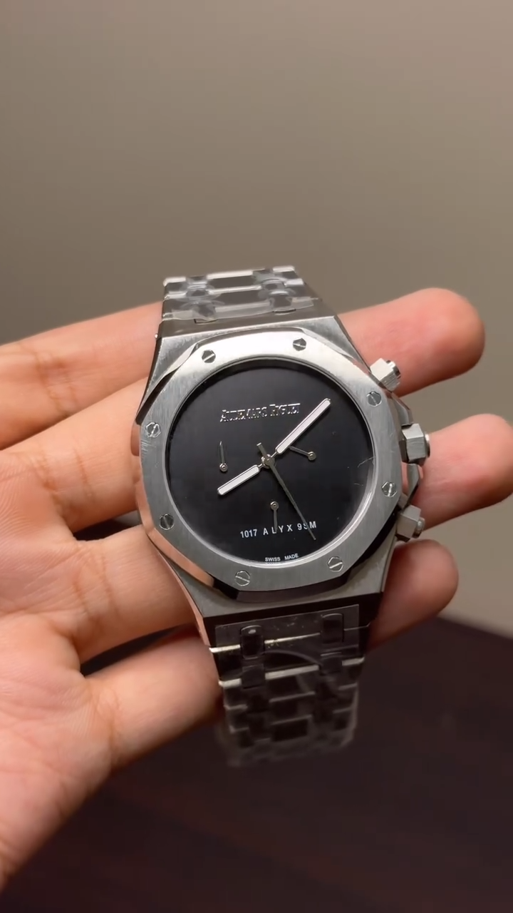 Audemars Piguet Royal Oak Mastercopy - Silver Chain Full Black Dial