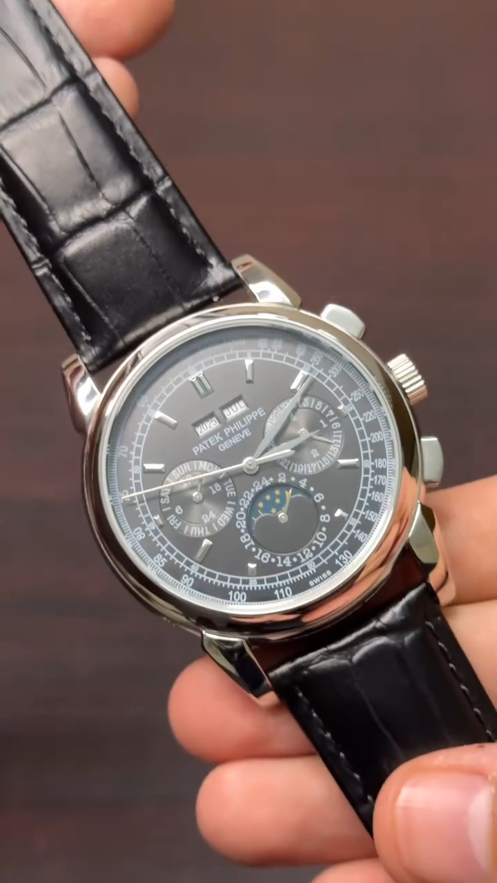 Patek Philippe Grand Complications Mastercopy ( Black Dial, Black Leather Strap )
