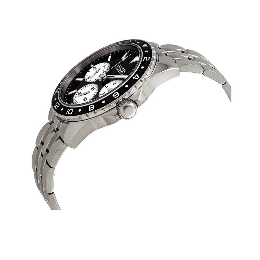 GUESS W1107G1 Original Watch - Silver Chain Black Dial